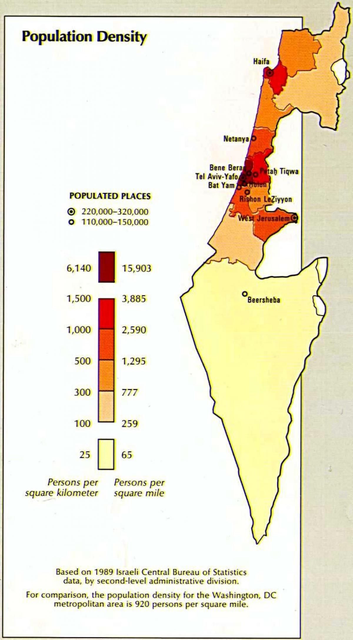 térkép izrael népesség