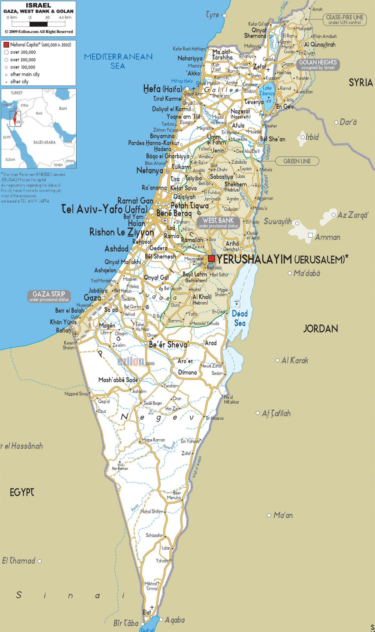 térkép izrael utak